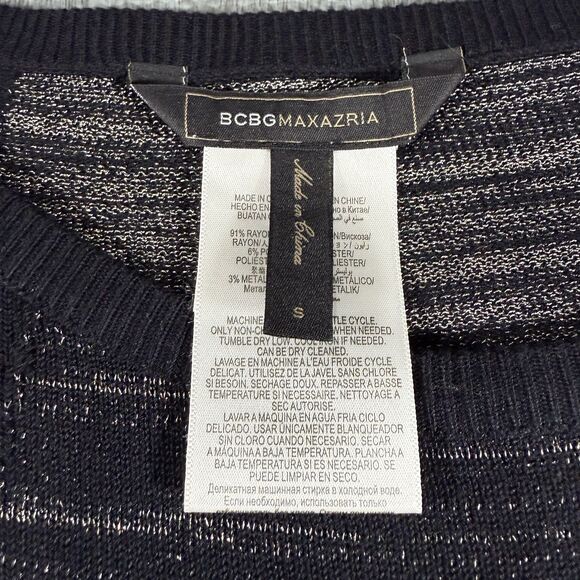 BCBGMaxAzria Jennings Sweater Knit Dress Medium L/S  Black/Metallic Thread - Picture 3 of 7